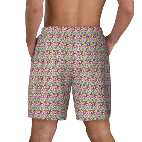 Pantalones cortos de natación para hombre con estampado de arcoíris y corazones 7