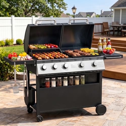 Aoxun 5-Burner Grill Griddle Combo