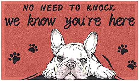 comfoyar Cute Dog Decorative Door Mat, Funny Bulldog Non Slip Rubber Backing Floor Mat for Outdoor Entry, Patio, Garage 43 x 75cm