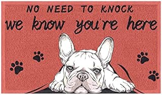 comfoyar Cute Dog Decorative Door Mat, Funny Bulldog Non Slip Rubber Backing Floor Mat for Outdoor Entry, Patio, Garage 43 x 75cm
