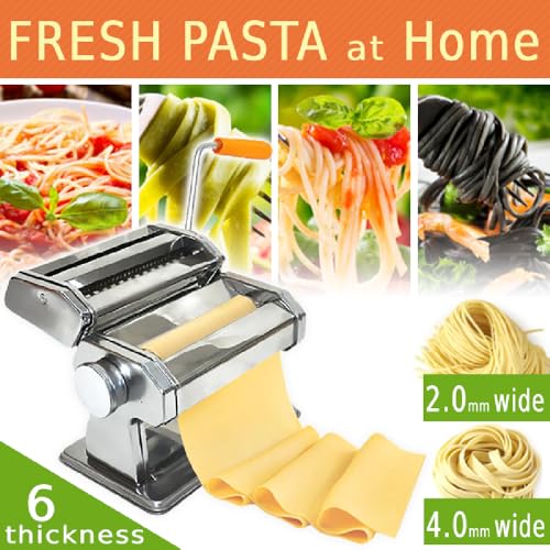 Japard Adjustable Pasta Maker, 6 Thickness, 2/4 mm Width Settings, Easy to Clean, Tabletop Mountable, Homemade Noodle Making for Spagetthi Fettuccine Dumpling Skin - Thumbnail 2