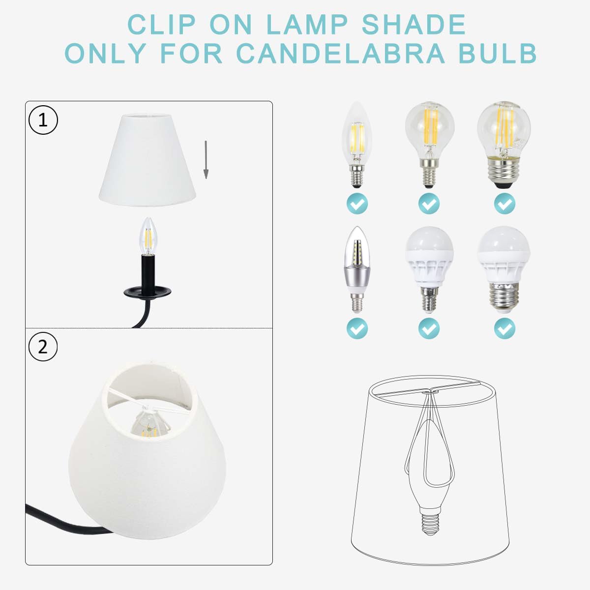Lampwell NICO Off White Clip on Chandelier Lamp Shades Set, Small Mini Barrel Lamp Shades, 6"3"H5", Linen, FOR CANDLE BULB AND SMALL GENERAL BULB