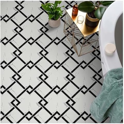 MORCART Peel and Stick Floor Tile - 20 PCS, 12" x 12" Vinyl Flooring - Waterproof Self-Adhesive Vinyl Floor Tile for Bathroom, Kitchen, Dining Room, Bedrooms - Cover 19.4 Sq. Ft, Geometric Marble Cover