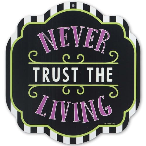 Beetlejuice Never Trust the Living Metal Wall Decor - Spooky Beetlejuice Sign for Halloween Decor