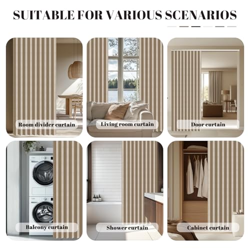 Image of AJAZZ Blackout Door Curtains with Curtain Rods Adjustable 28-39 inch Long Magnetic Door Curtain Blackout Curtains for Bedroom, Doorway Curtain Sets (1 Pack, 44 W x 78 L, Brown)