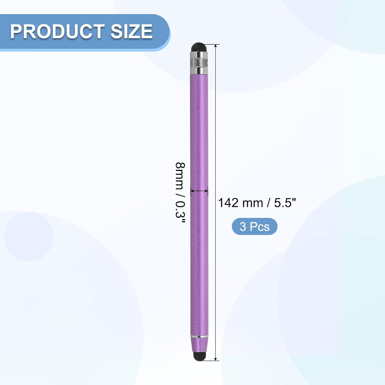PATIKIL 3 Pcs Stylus Pens for Touch Screens, 2 in 1 High Sensitivity Universal Pen Capacitive Stylus for Phone Tablets Laptop Touch Screen Devices, Purple