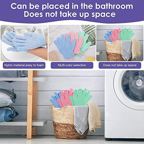3 Pairs Exfoliating Gloves - Natural Bamboo Exfoliating Wash Glove, Adult Kids Shower Body Face Spa Massage for Shower, Spa, Massage, Dead Skin Cell Remov