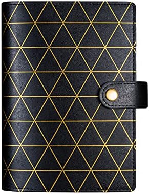 Rubywoo Regenerated Leather Journal Travel Composition Notebook Filofax Planner Organiser Personal Memo (BlackGold, A6)