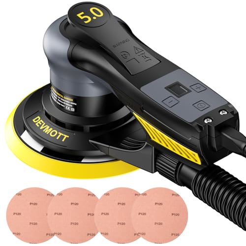 DEVMOTT Random Orbital Sanders 5.0mm, 360W Brushless Electric Orbital Sander with 150mm/6IN Backing Plate, 6 Variable Speed to 10000RPM, Hand Sander for Wood Sanding 1 DEVMOTT Random Orbital Sanders 5.0mm, 360W Brushless Electric Orbital Sander with 150mm/6IN Backing Plate, 6 Variable Speed to 10000RPM, Hand Sander for Wood Sanding