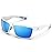 TOREGE Polarized Sports Sunglasses for Men and Women Cycling Running Golf Fishing Sunglasses TR26 (Bright White & Ice Blue Lens)