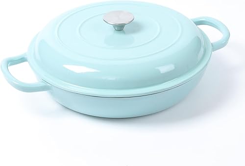 HAWOK Estofador de hierro fundido esmaltado Casserrole Verde