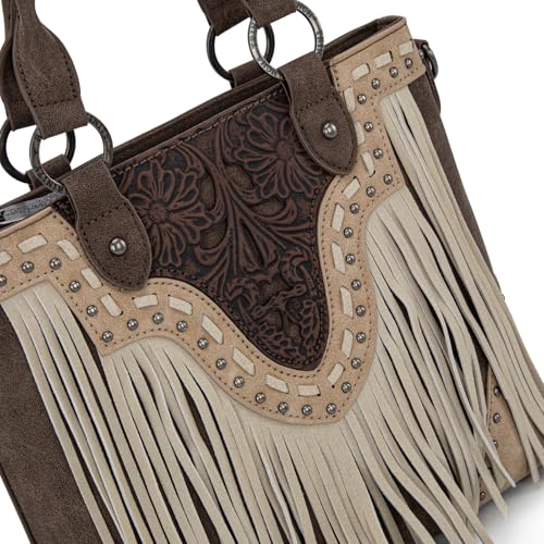 Bolso tipo tote Trinity Ranch con diseño floral, acolchado y flecos estilo occidental miniatura 5
