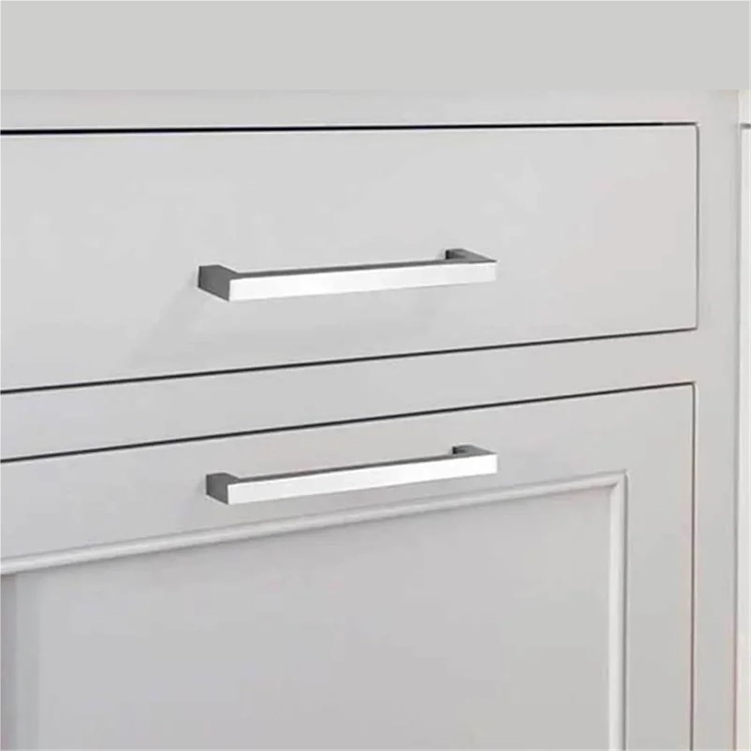 Black Aluminum Alloy Furniture Handle Brushed Silver Kitchen Door Handles Cabinet Handles Drawer Knobs Wardrobe Drawer Pulls 1Pcs(Nickel 96mm)