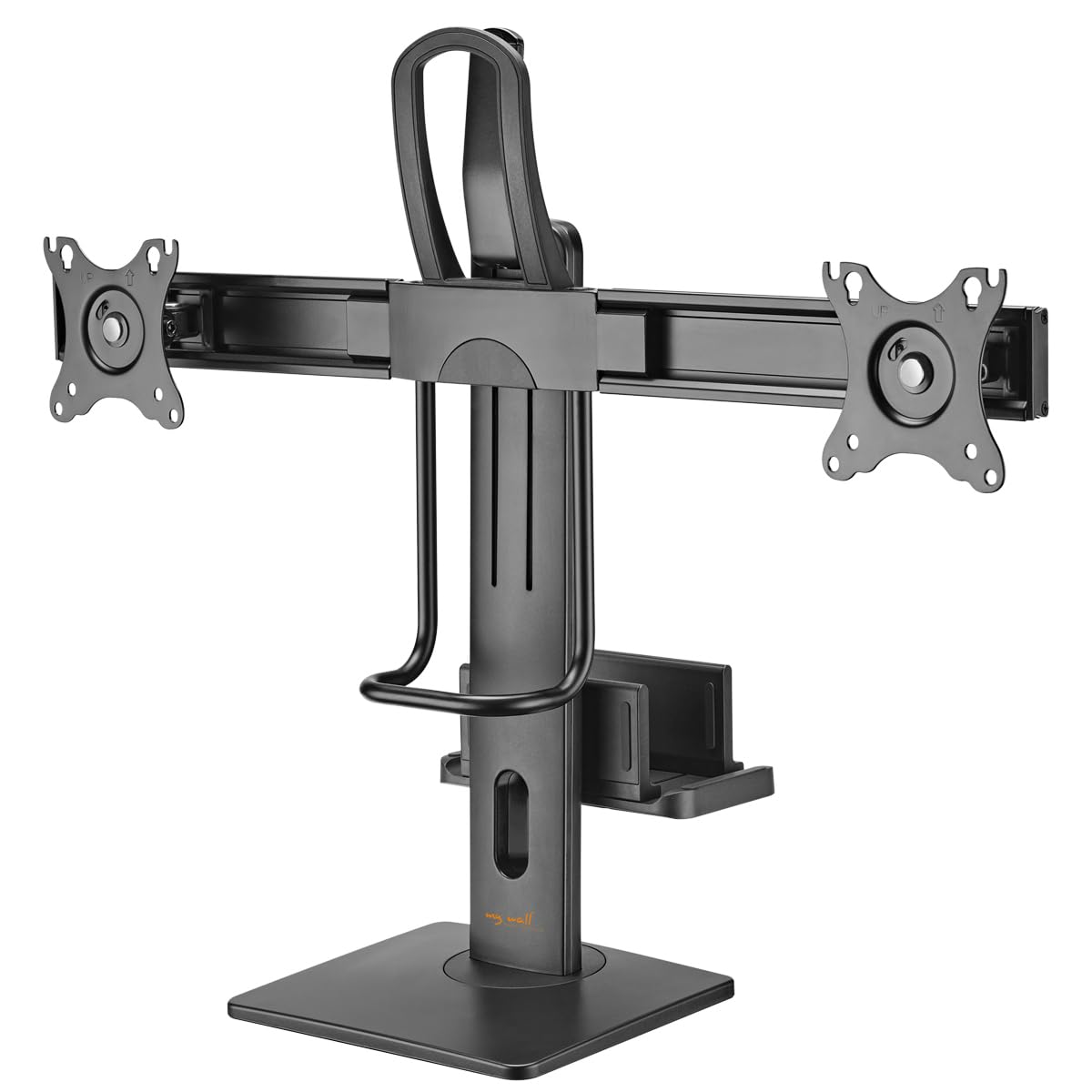 myWall Höhenverstellbarer Tischständer für 2 Flachbildschirme 17" - 27", Belastung 2-6 kg (pro Bildschirm), VESA