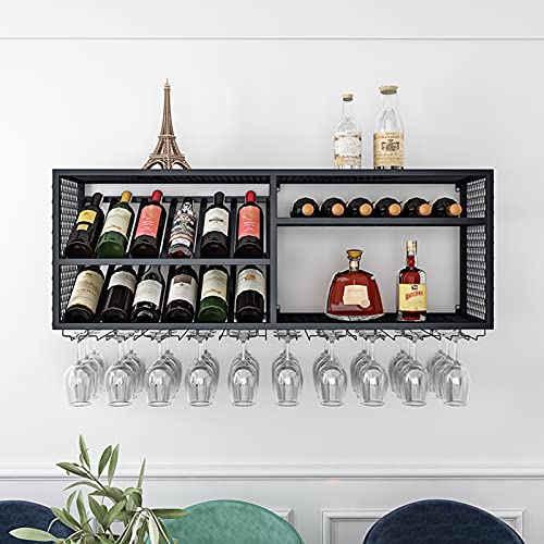 Rangement bar à domicile : casier à vin en fer forgé pour verres et bouteilles - 3