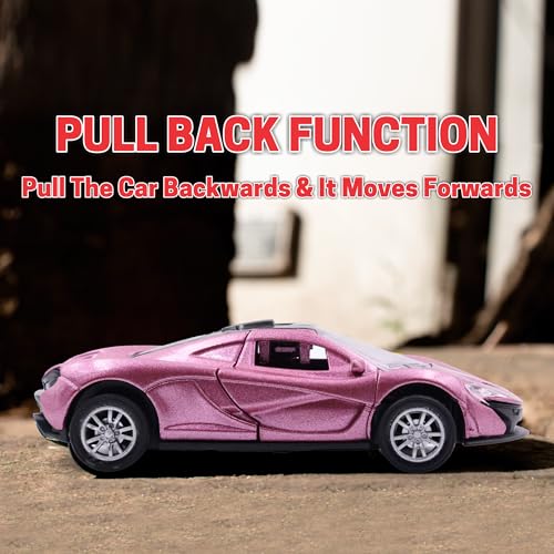 Image of ADITI TOYS Die Cast Car for Kids Alloy Metal Pull Back Car Toy Car Toy Vehicle with Openable Doors & LED Lights Car for Kids Collectible Toy Vehicle Gift for Kids Boys Girls BIS Approved (Pink)