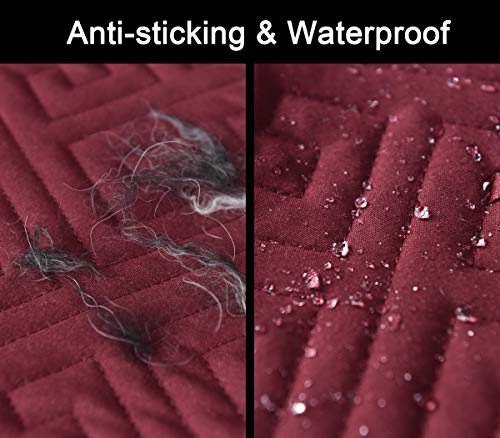 Chhkon Sofa Cover With Anti-Skip 100% Waterproof Quilted Furniture Protector Sofa Slipcover For Children, Pets For Leather Couch (Burgundy, Chair) #TOP4
