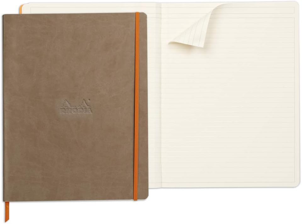 RHODIA 117704C, Soft Taupe Notebook, A4+, Lined, 160 Detachable Pages, Clairefontaine Ivory Paper 90 g/m, Bookmark - Image 4