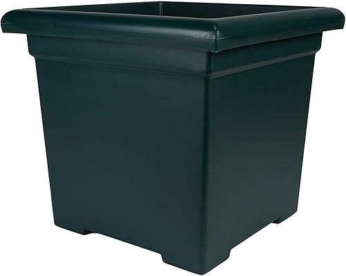 The HC Companies Maceta cuadrada decorativa de 15.5 pulgadas, maceta decorativa ligera para exteriores con drenaje para porche delantero, terraza y