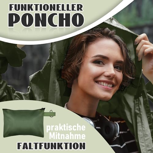 Jokureao Wasserdichter Regenponcho mit Tragetasche, Winddichte Regenbekleidung für Damen & Herren, Leicht & Kompakt für Fahrrad fahren, Reise, Trekking, Wiederverwendbarer Regenmantel