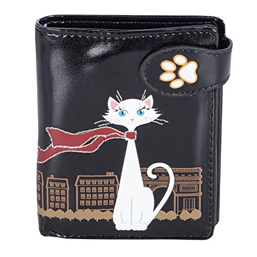 Shagwear - Monederos para Mujeres jóvenes diseños: (Viajando Gato Negro/Traveling Cat Black)