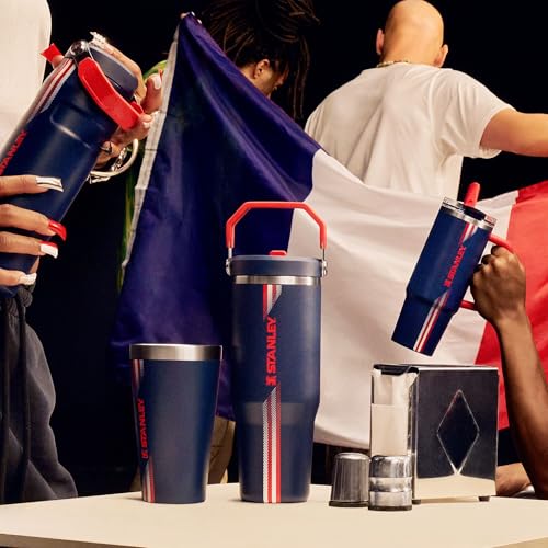 Image of STANLEY IceFlow 2.0 Flip Straw Tumbler with Handle, 30 oz | Twist On Lid and Flip Up Straw | Leak Resistant Water Bottle | Insulated Stainless Steel | BPA-Free | Team Navy Red