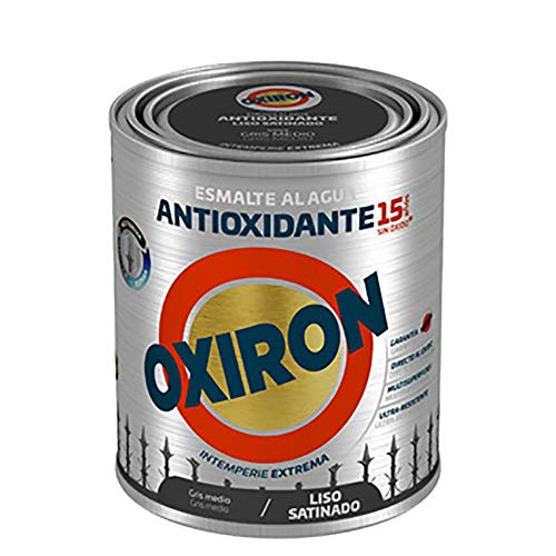 Titanlux Esmalte Antioxidante Titan Oxiron Al Agua Liso Satinado 750 Ml, 4549 Gris Medio Cover