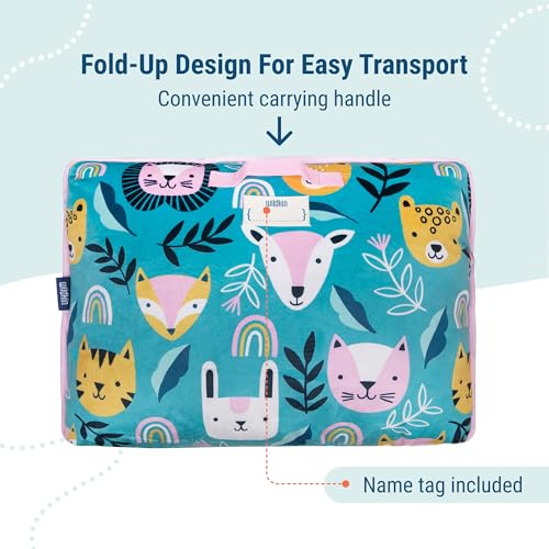Image of Wildkin Kids Velour Nap Mat for Boys & Girls - Soft & Cozy Toddler Sleep Mat with Built-in Blanket for Daycare, Preschool, Kindergarten & Travel, Ages 3-7, Machine Washable - Party Animal