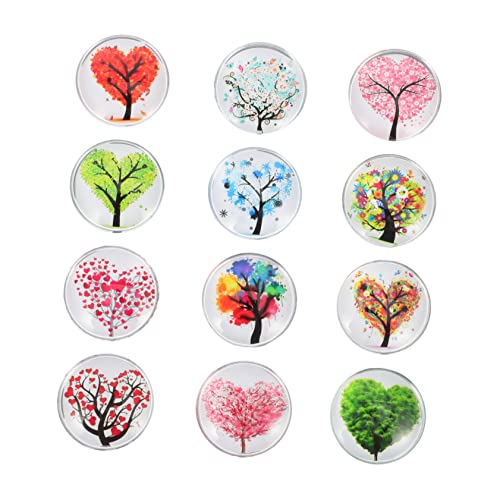 Hemobllo 12 Piezas Imanes para Nevera Decorativos de Cristal Unidades Diseño Corazón Árbol Adhesivos para Frigorífico y Pizarra sin Dañar Superficies Uso Múltiple Cocina y Oficina