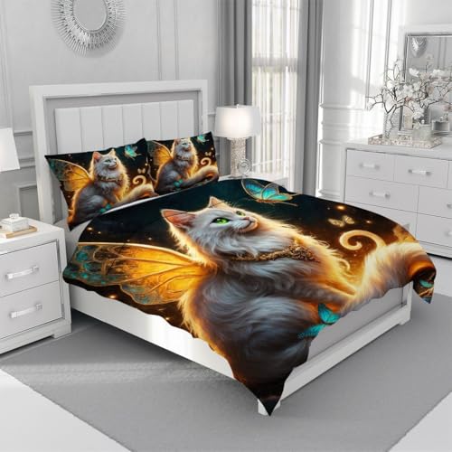 Housse de couette chat 160x200 imprimé 3D avec fermeture éclair cachée - 5