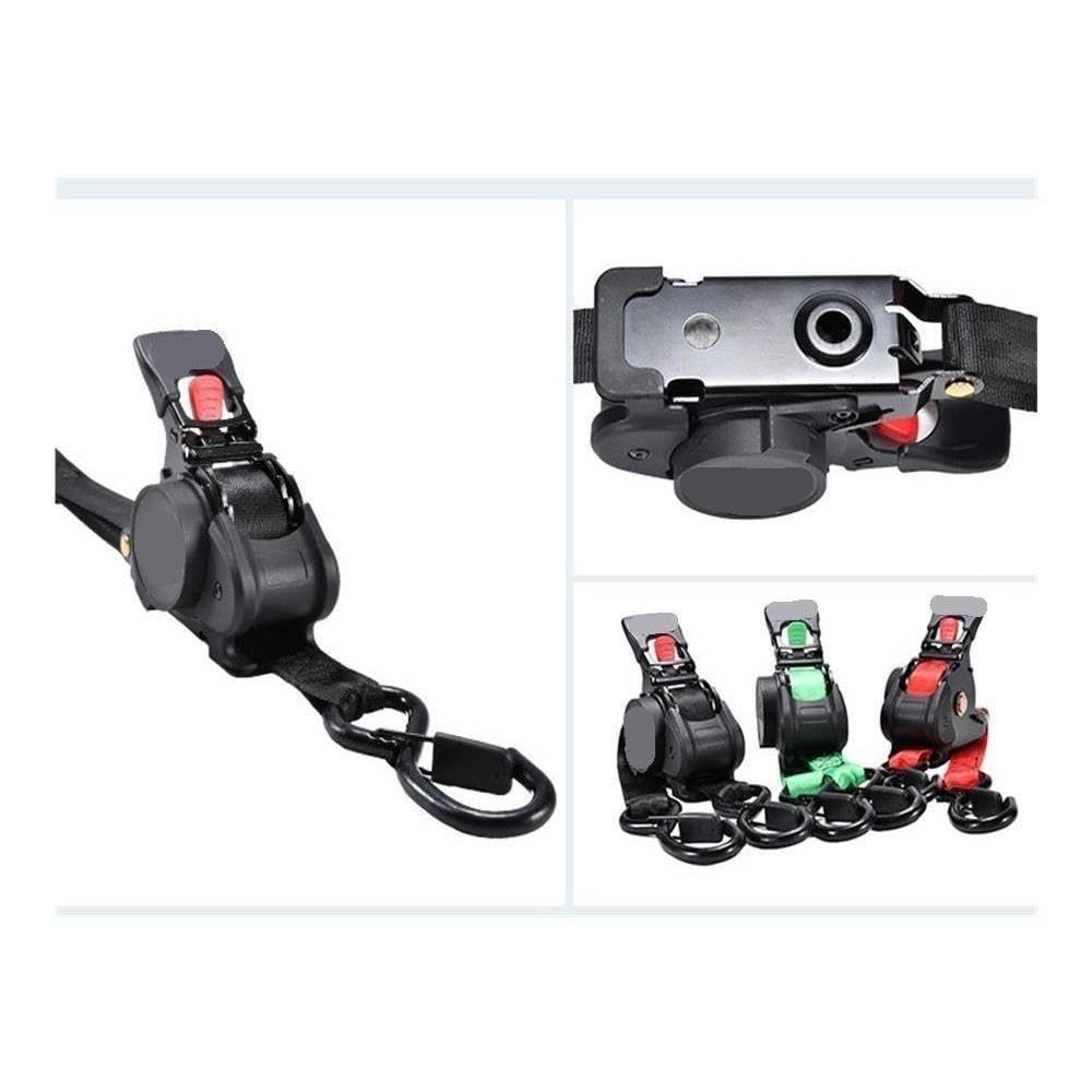 Confezione da 4 cinghie a cricchetto retrattili automatiche for carichi pesanti, for fissare il carico(Black)