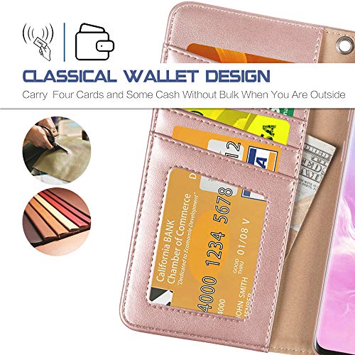 Arae Case For Samsung Galaxy Pu Leather Wallet Case Cover (S10-6.1 Inch, Rose Gold) #TOP2