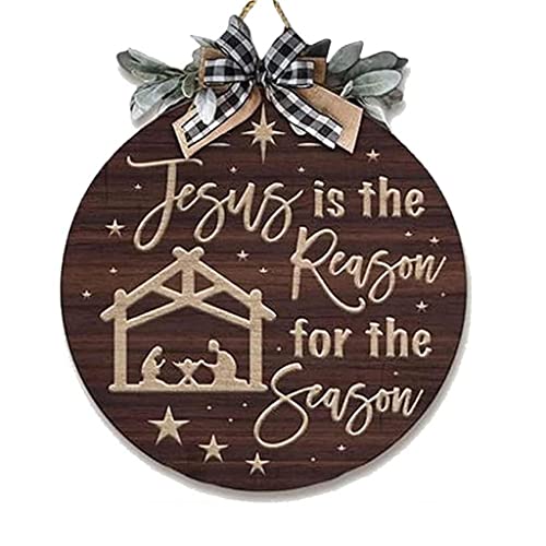 Couronne de porte en bois de Noël 30cm suspension plaque entrée festive