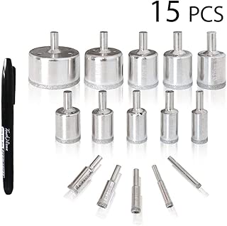 15pcs Diamond Coated Drill Bit Set Tile Marble Glass Ceramic Hole Saw Drilling Bits For Power Tools 6mm-50mm - coolthings.us