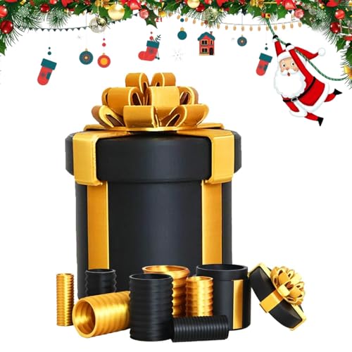 Annoying Nested Screw Gift Box 2026 Christmas Gag Gift Boxes Reusable Prank Nesting Box for Cash & Surprises Nesting Screw Gift Boxes for Birthdays Xmas White Elephant Party Game (Black Gold)