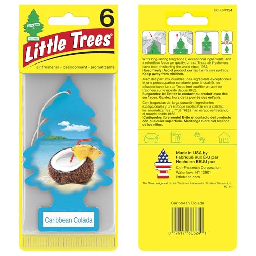 Image of LITTLE TREES Air Freshener, Hanging Tree, Caribbean Colada | Long Lasting Scent | For Auto or Home | 24 Count, Pack of 36