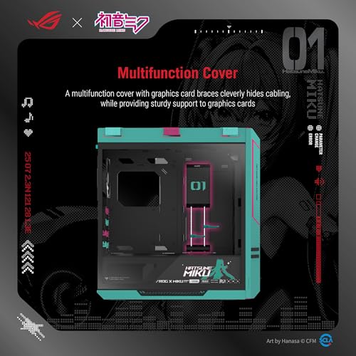 Image of ASUS ROG Strix Helios II Hatsune Miku Edition Gaming pc case, with Dual Tempered Glass Side Panels, Support Graphics Cards up to 450mm Long, Graphics Card Braces & Support for up to 420mm radiators