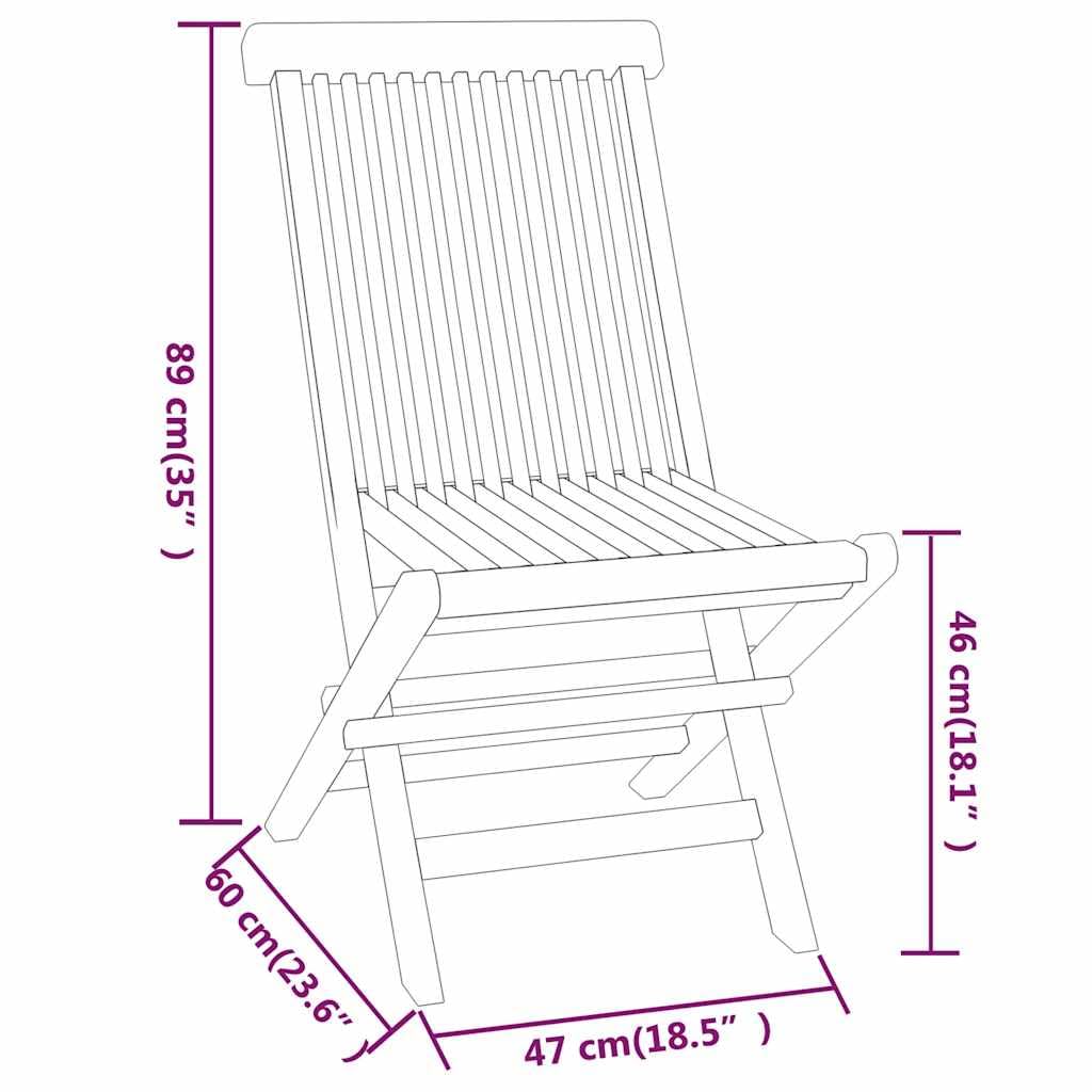 Set da pranzo da giardino in legno massello teak, sedie e tavolo pieghevoli in legno di teak per terrazza, robusto set di mobili da giardino in legno con portata massima di 110 kg per seduta