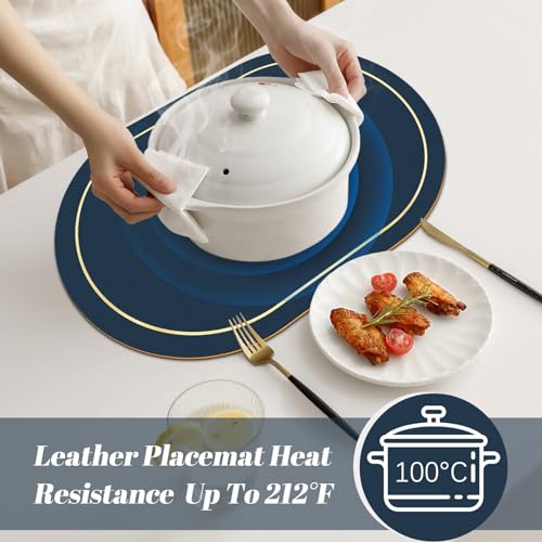Table Mats Set of 4, Faux Leather Wipeable Placemats and Coasters Sets 4 - Image 3