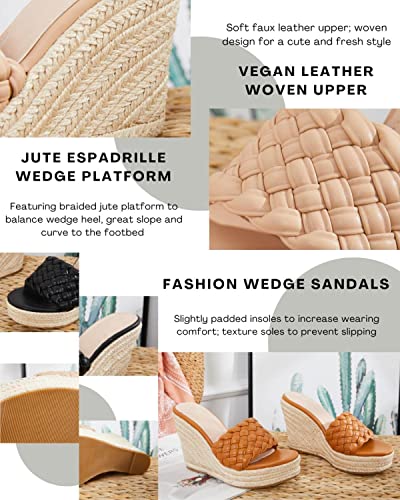 Image of Ermonn Womens Platform Wedge Sandals Espadrilles Braided Open Toe Slip On Summer Mule High Heels