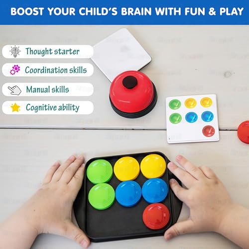 Image of Kidology Color Matching Puzzle Game for Kids 12+ Months | Builds Logical Thinking & Brain Development | Fast-Paced Board Game with Bell Cards Color Buttons | Educational Gift Boys & Girls