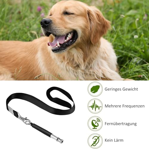 Diffaxy Hundepfeife, Ultraschall-Hundepfeife Hochfrequenz Lautlos, Verstellbare Frequenz Hunde -Trainingspfeife, Passend für die Meisten Rassen – Schwarz
