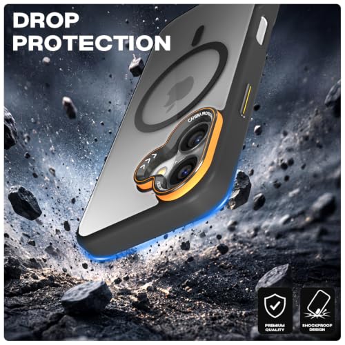 Image of Pikkme Back Cover for iPhone 16 Plus | Shockproof | Mag-Safe Compatible | Hard Transparent Back | Premium Raised Camera Protection | Bumper Case (Black Mag-Safe)