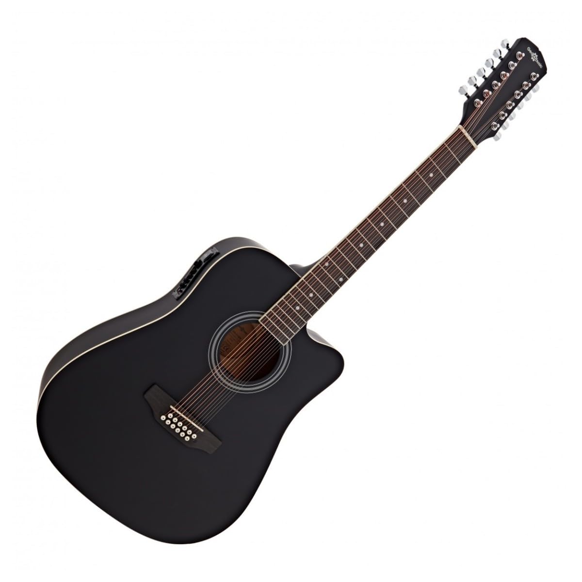 Kit Chitarra Elettroacustica 12 Corde Nera con Ampli | Preamplificatore completo con EQ 3 bande e controllo presenza, per principianti e suonatori esperti