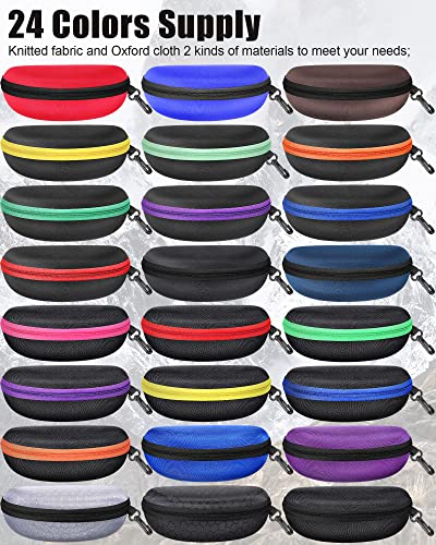 Image of Treela 24 Pcs Sunglasses Case Portable Travel Hard Shell Zipper Frame Summer Eyeglasses Case with Plastic Hook for Women Men