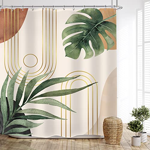 Glawry Bohemian Leaves Mid Century Shower Curtain 72Wx72L Inches Tropical Abstract Boho Botanical Bathroom Curtains Set Plant Palm Leaf Green Minimalist Bath Accessories Art Home Decor Fabric Glawry Bohemian Leaves Mid Century Shower Curtain 72Wx72L Inches Tropical Abstract Boho Botanical Bathroom Curtains Set Plant Palm Leaf Green Minimalist Bath Accessories Art Home Decor Fabric