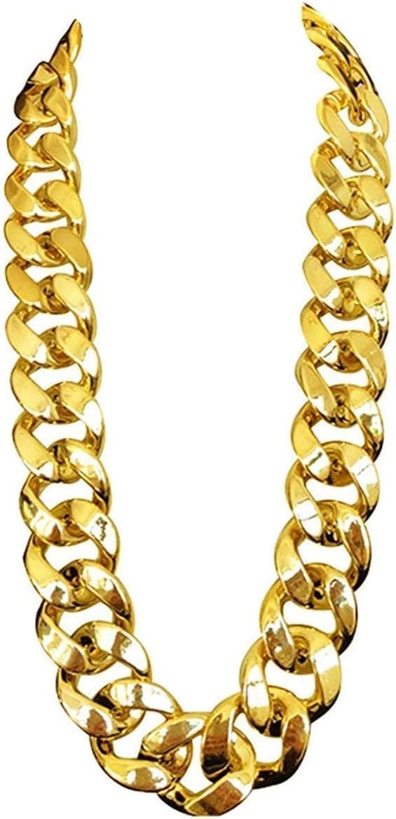 Hip Hop Rapper Plastic Chunky Fake Gold Chain Necklace,80s/90s Costume Accessory(27.5inches*1.34inches)
