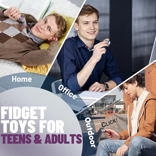 Image of 3-in-1 Fidget Spinner Toy for Adults Metal Slider Clicker Spinner Magnetic for Teen Boys Stress Anxiety Relief Autism ADHD Cool Stuff for Teenage Quiet Gadgets EDC Office Desk Toy for Men