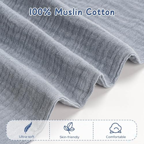 Image of ZIGJOY Bunny Lovey Muslin Cotton Baby Security Blanket Soft Breathable Lovies for Babies Gifts for Newborn Infant Toddler Boys and Girls, Grey
