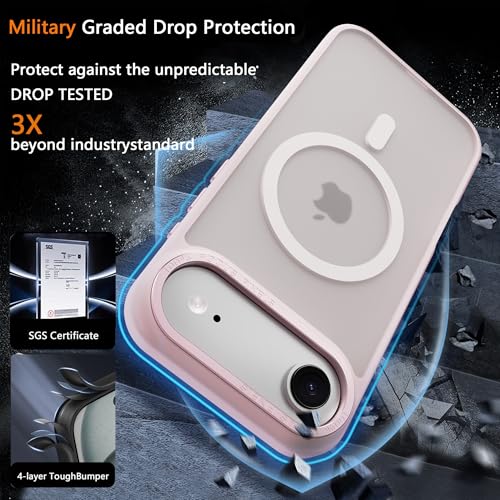 Image of Magnetic for iPhone 17 Air Phone Case, [Compatible with MagSafe], Screen Protectors X1, [Military Grade Drop Protection],Matte Finish,Slim,Shockproof,Protective (Pink, iPhone 17 air)